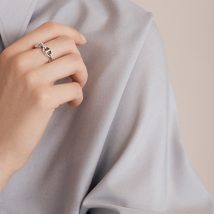 Details for (Women) HERMES Chaine d'Ancre Enchainee Silver Ring 925 Silver H109507B