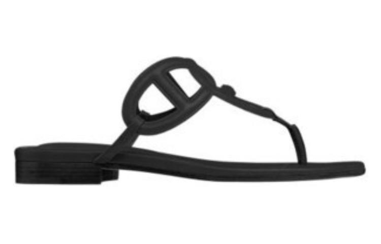 Order HERMES 愛馬仕 Chaine d'Ancre圖樣納帕皮革涼鞋 女款 黑色