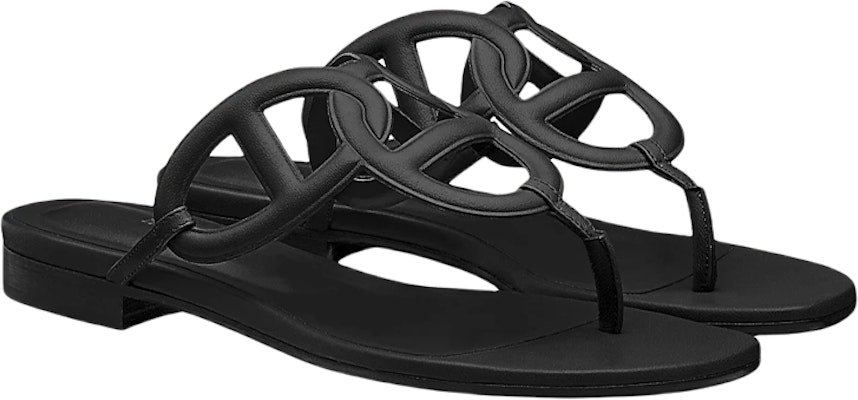 HERMES 愛馬仕 Chaine d'Ancre圖樣納帕皮革涼鞋 女款 黑色 Lookbook HERMES 愛馬仕 Chaine d'Ancre圖樣納帕皮革涼鞋 女款 黑色