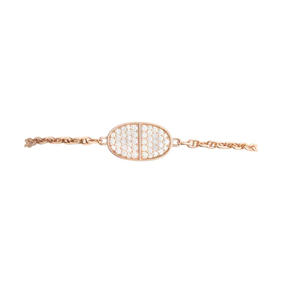 (Women) HERMES Chaine d'ancre Verso 18K Rose Gold Diamond Logo Bracelet for Women. H220454B 00SH