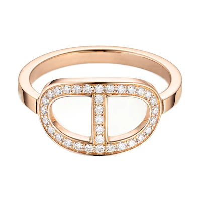 (Women) HERMES Chaine d'Ancre Verso 18k Rose Gold Ring for Women - Rose Gold Color H122605B-00051