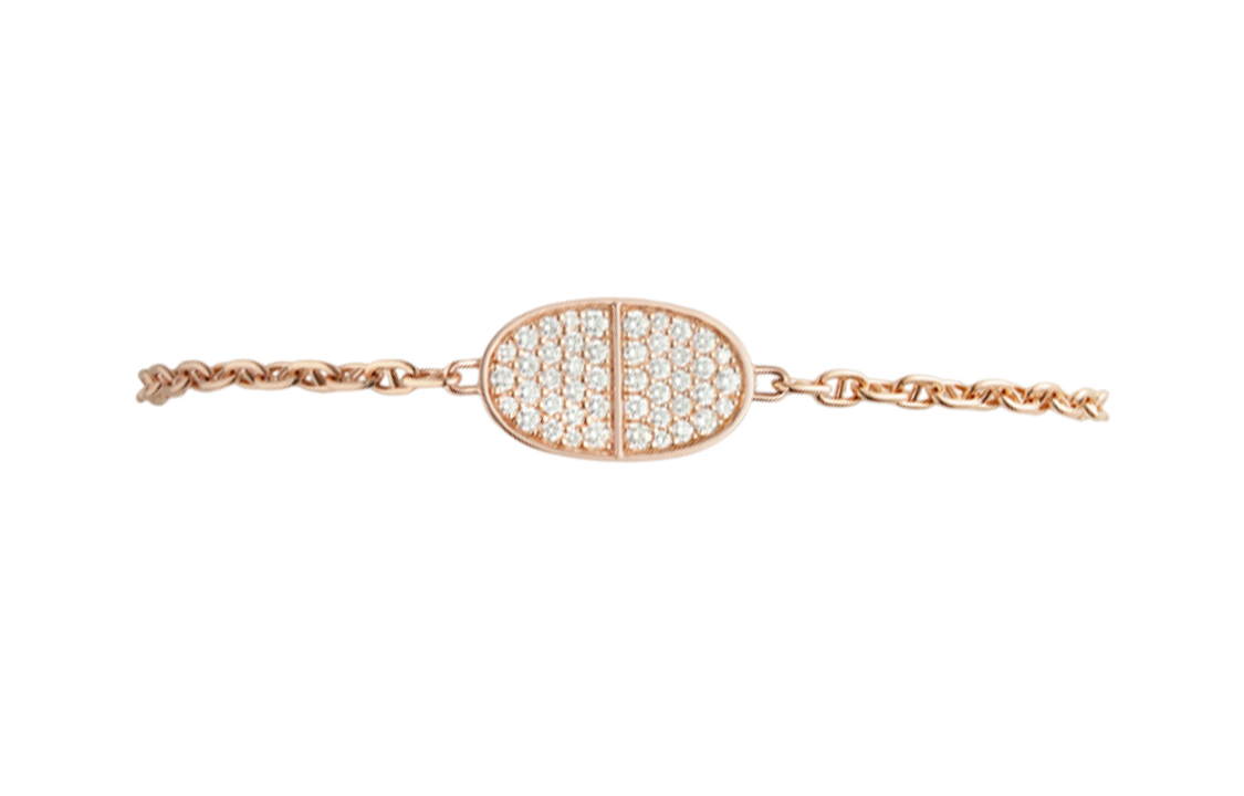 (Women) HERMES Chaine d'ancre Verso 18K Rose Gold Diamond Logo Bracelet for Women. H220454B 00SH 圖 2