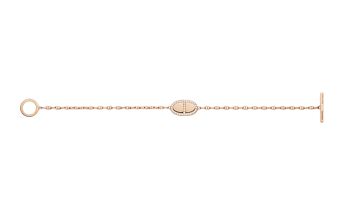 (Women) HERMES Chaine d'ancre Verso 18K Rose Gold Diamond Logo Bracelet for Women. H220454B 00SH 圖 3