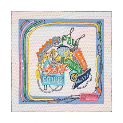 (Women) HERMES Chevaloscope Neon Print Silk Scarf for Women. H943954S-04
