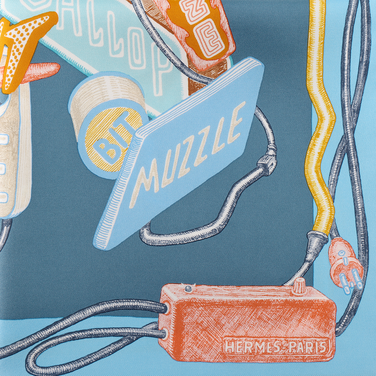 (Women) HERMES Chevaloscope Neon Scarf Hand-Rolled Soft Silk Scarf for Women - Blue. H893954S-02 圖 4