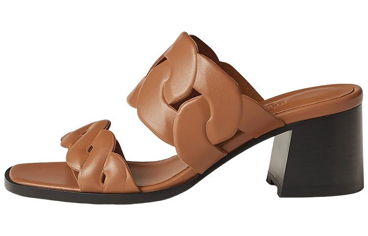 (Women) HERMES Chunky Heel Open Toe Sandals 'Brown Fashion' H231131Z-A3