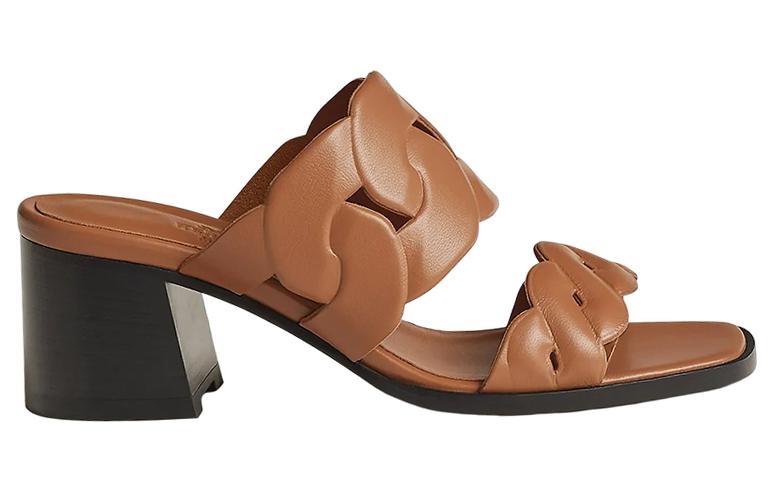 Order (W) 에르메스 청키 힐 오픈토 샌들 (브라운) H231131Z-A3