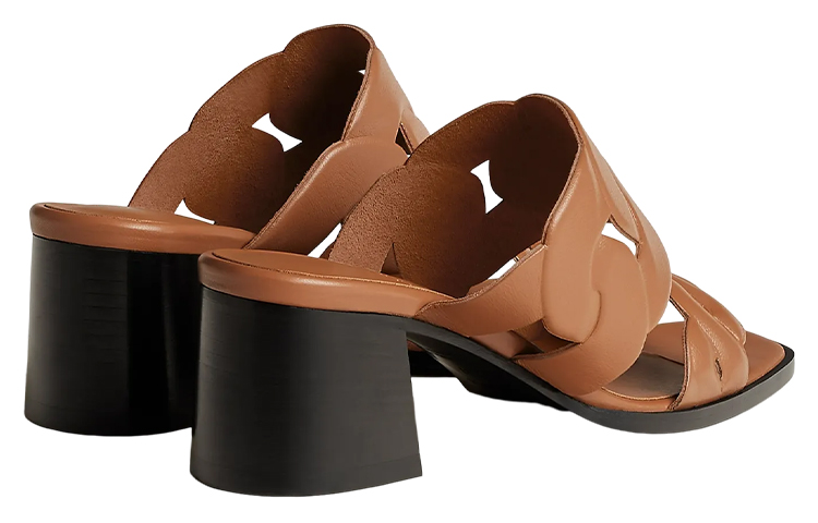 Shop (W) 에르메스 청키 힐 오픈토 샌들 (브라운) H231131Z-A3