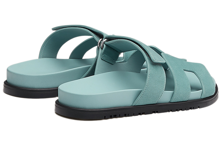 Shop HERMES 愛馬仕 Chypre 休閒時尚拖鞋 女款 水綠色
