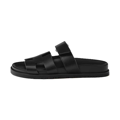 (W) HERMES Chypre Sandals 'Black Calfskin'
