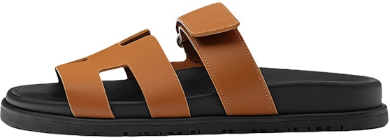(Women) HERMES Chypre 'Brown Magic Tape Round Toe Fashion Slide' H211114Z-A3 (Women) HERMES Chypre 'Brown Magic Tape Round Toe Fashion Slide' H211114Z-A3