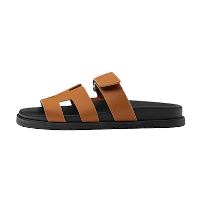 (W) HERMES Chypre Sandals 'Naturel Black Calfskin'