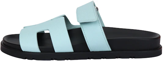 (Women) HERMES Chypre Blue Calfskin Open-Toe Slide Sandals 1.2cm . H231295Z DF (Women) HERMES Chypre Blue Calfskin Open-Toe Slide Sandals 1.2cm . H231295Z DF