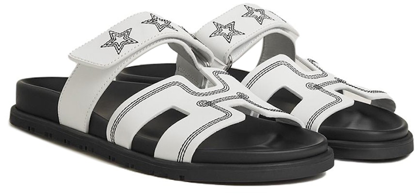 (Women) HERMES Chypre Embroidered Leather Slide 'White Toe Ring' H232142Z-90 Lookbook (Women) HERMES Chypre Embroidered Leather Slide 'White Toe Ring' H232142Z-90
