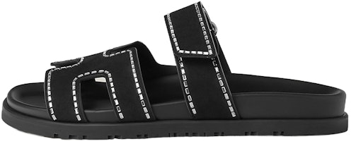 (Women) HERMES Chypre Leather Slides 'Black Open-Toe' H232144Z-02 (Women) HERMES Chypre Leather Slides 'Black Open-Toe' H232144Z-02