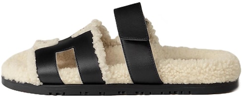 (Women) HERMES Chypre Sandal 'Black Calfskin and Wool' H231124Z-02 (Women) HERMES Chypre Sandal 'Black Calfskin and Wool' H231124Z-02