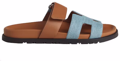 Order HERMES愛馬仕 Chypre Sandal 小牛皮 魔術貼包腳圓頭 時尚涼鞋 女款 藍棕
