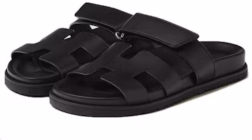 Shop (W) HERMES Chypre 'Mula sin cordones de piel negra' H222100Z-02