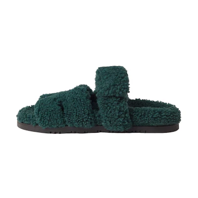 (W) HERMES Chypre Sandals 'Green Fashion Slides'