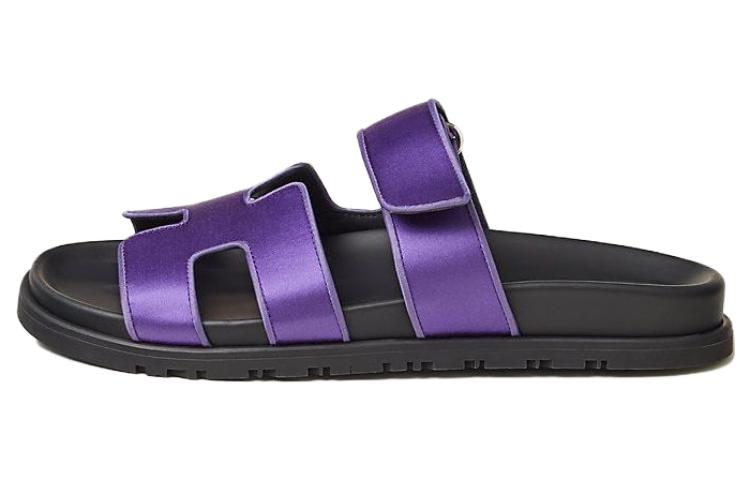 (W) HERMES Chypre Slide 'Black Purple'