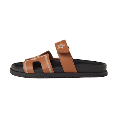 (W) HERMES Chypre Slide 'Brown Leather'
