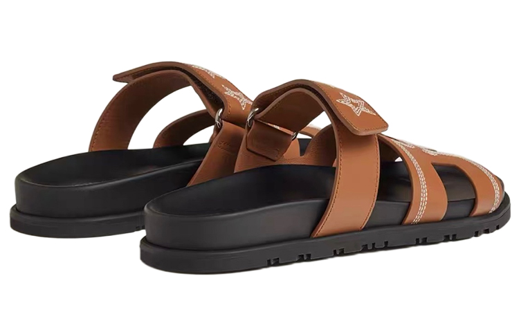 Purchase HERMES愛馬仕 Chypre 皮革 露趾套腳 一字拖鞋 女款 棕色