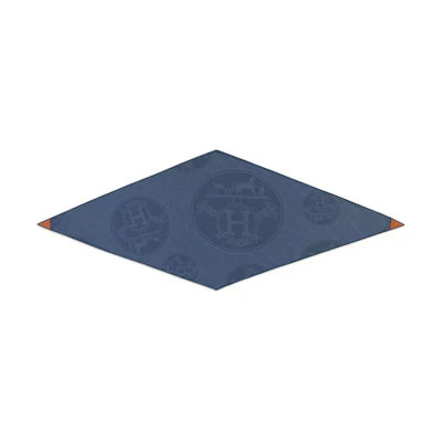 (Women) HERMES Classic Jacquard Diamond Wool Scarf Navy Blue H612494S 03