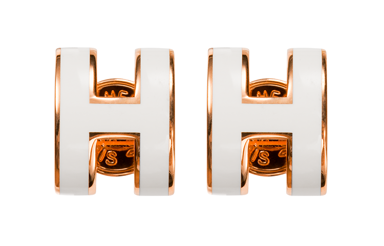 (Women) HERMES Classic Rose Gold Plated Logo Earrings for Women H608002FO49