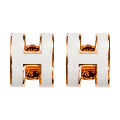 (Women) HERMES Classic Rose Gold Plated Logo Earrings for Women H608002FO49