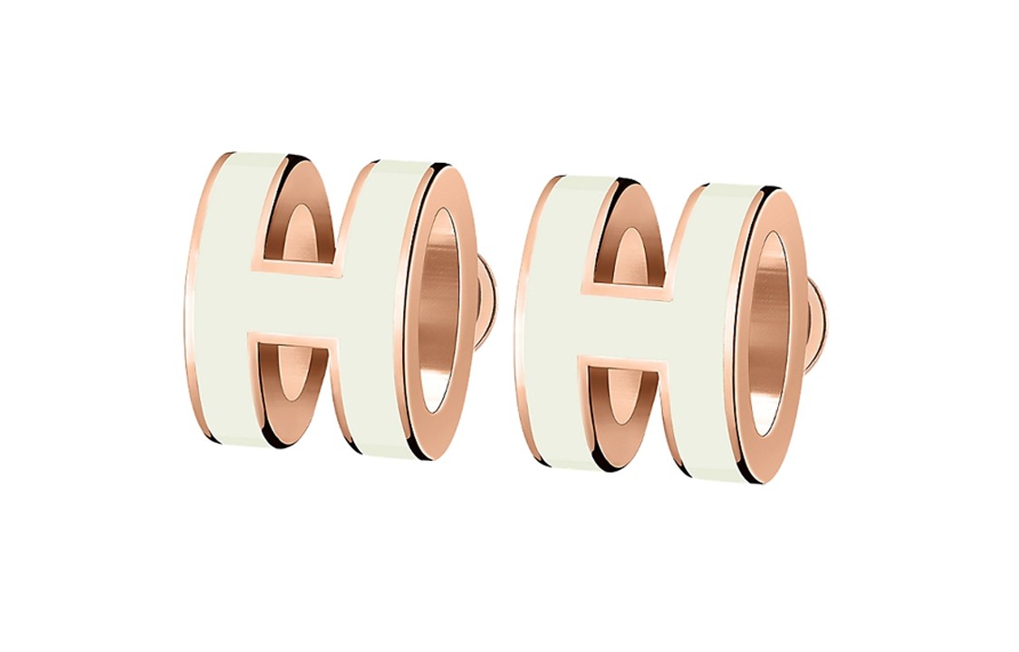 (Women) HERMES Classic Rose Gold Plated Logo Earrings for Women H608002FO49 圖 5