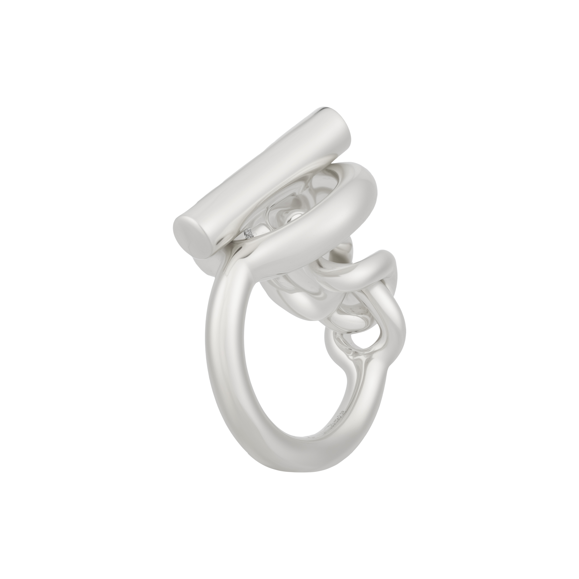 (Women) HERMES Classic Twisted 925 Silver Ring for Women H104587B