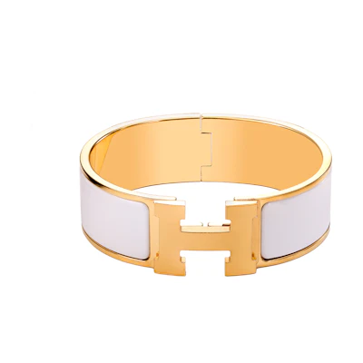 (Women) HERMES Clic Clac H Gold-Plated Bracelet White/Gold H300001F-31