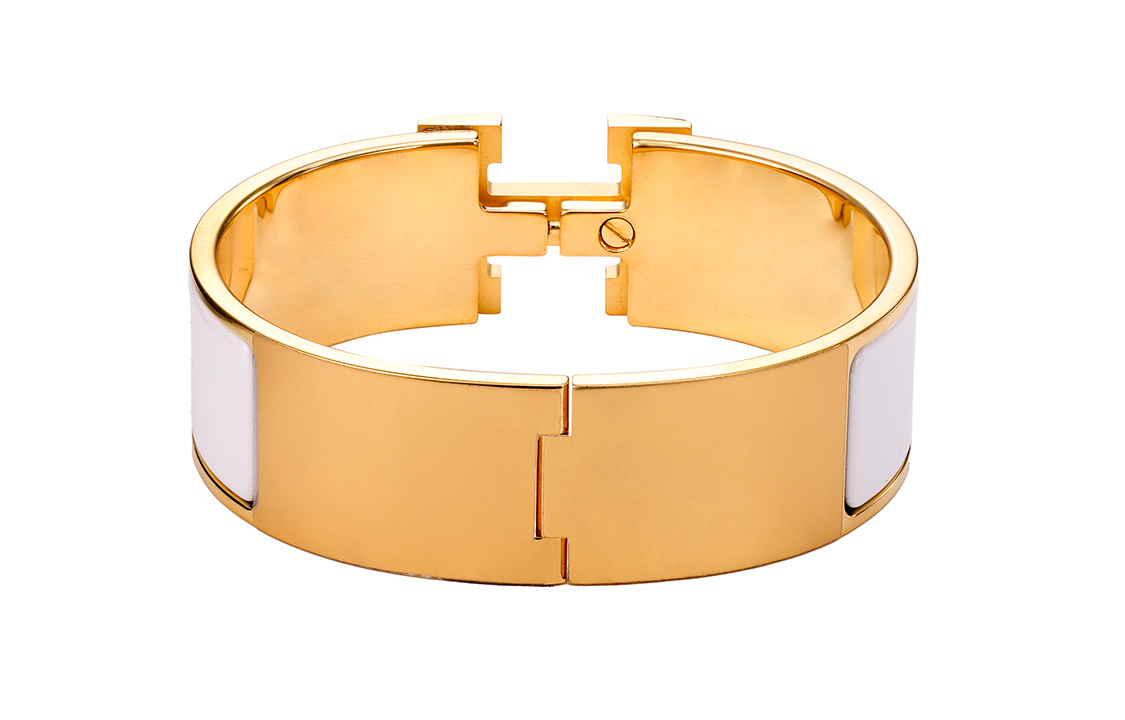 (Women) HERMES Clic Clac H Gold-Plated Bracelet White/Gold H300001F-31 圖 3