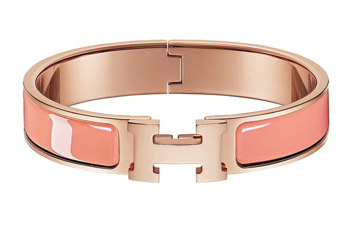 (Women) HERMES Clic H Bracelet Florida Pink Rose Gold Metal H700001FO5X