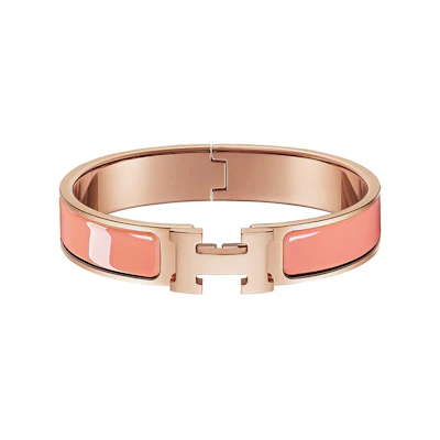 (Women) HERMES Clic H Bracelet Florida Pink Rose Gold Metal H700001FO5X