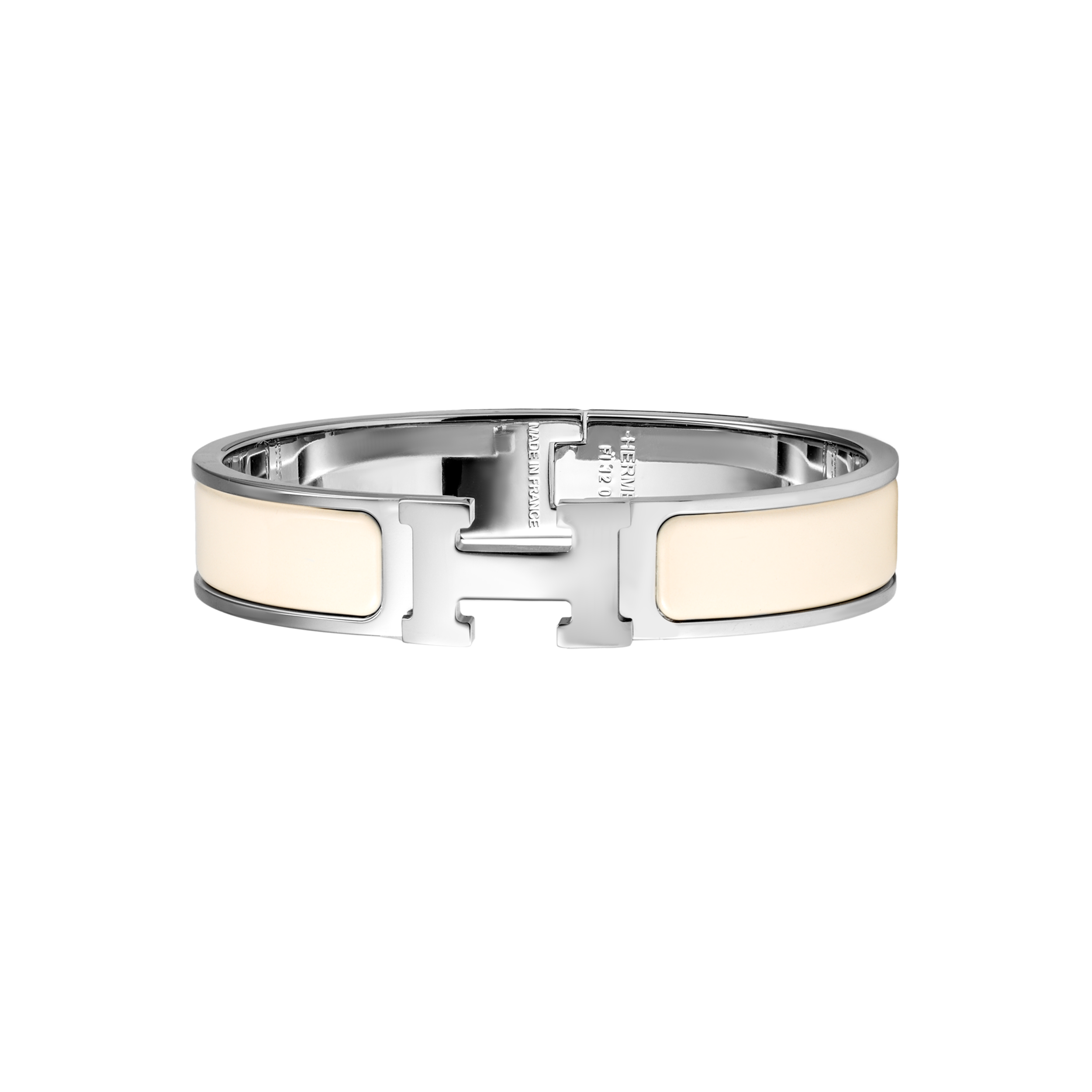 (Women) HERMES Clic H Enamel Adjustable Bracelet  Cream Color. H700001FP85PM 圖 2