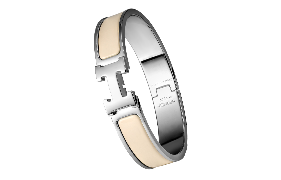 (Women) HERMES Clic H Enamel Adjustable Bracelet  Cream Color. H700001FP85PM 圖 4