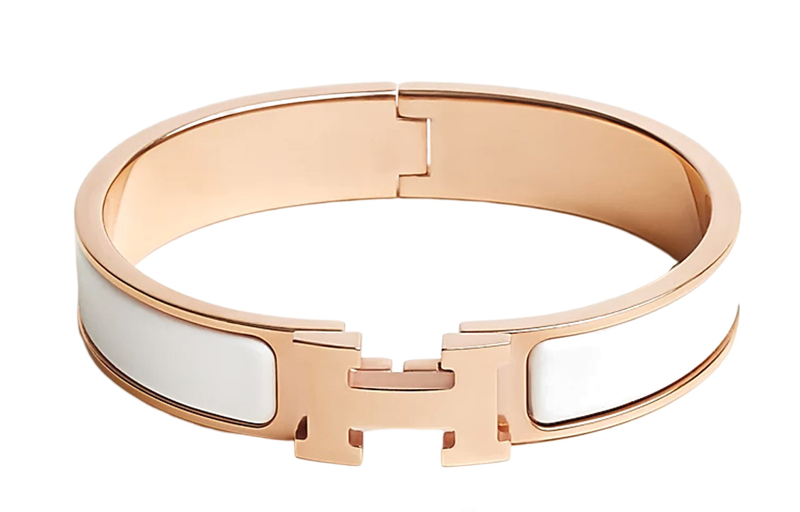 (Women) HERMES Clic H Enamel Bracelet in Rose Gold/White H700001FO31GM 圖 2