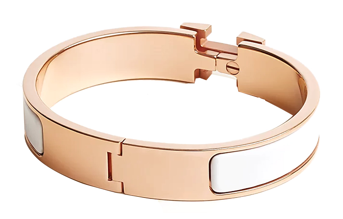 (Women) HERMES Clic H Enamel Bracelet in Rose Gold/White H700001FO31GM 圖 3