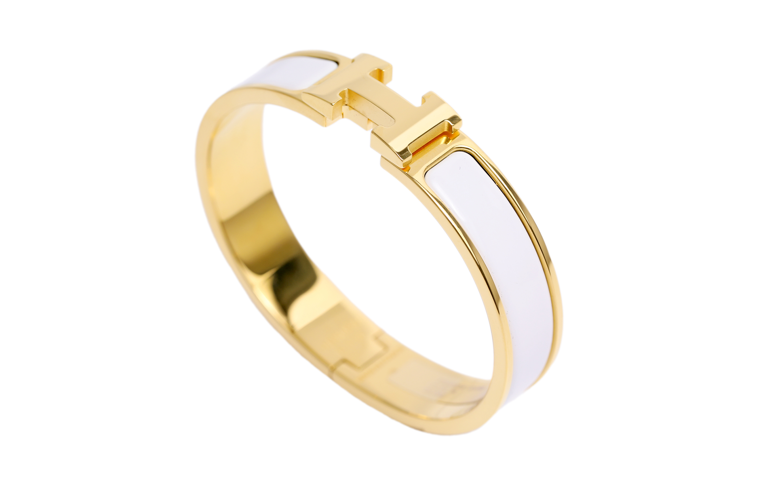 (Women) HERMES Clic H Letter Decor Bangle Gold-Plated Women’s Bracelet White Gold H700001F31 圖 3