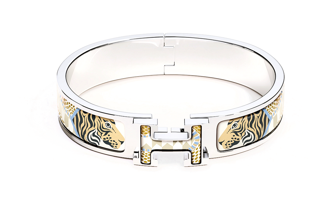 (Women) HERMES Clic H Palladium-Plated Enamel Bracelet Women’s Silver. H700000FPF3PM