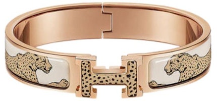 (Women) HERMES Clic H Rose Gold Leopard Enamel Bracelet for Women H701315FOC3PM (Women) HERMES Clic H Rose Gold Leopard Enamel Bracelet for Women H701315FOC3PM