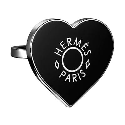 (Women) HERMES Coeur Lacquer Scarf Ring Women’s - Black H602023SV02