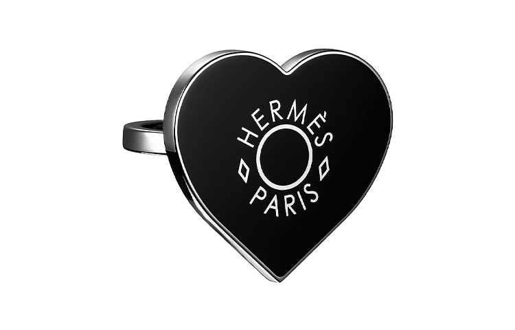 (Women) HERMES Coeur Lacquer Scarf Ring Women’s - Black H602023SV02 圖 2