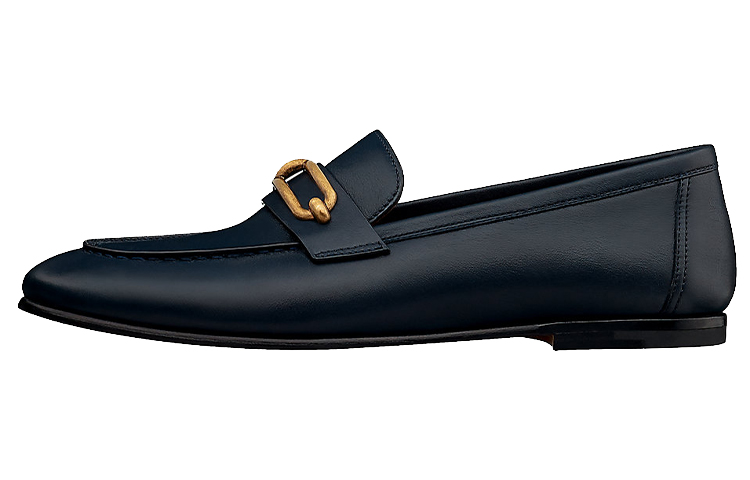 (Women) HERMES Colette 'Roulis Gold Buckle Blue' Loafer H211041Z-H8
