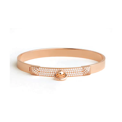 (Women) HERMES Collier de Chien CDC Bracelet Women 18K Gold with Diamonds. H110018B-00