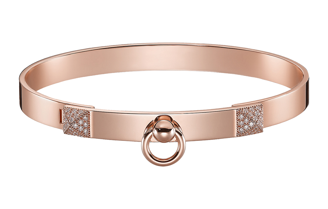 Order (Women) HERMES Collier de Chien Diamond 18K Rose Gold Bracelet for Women H115406B-00