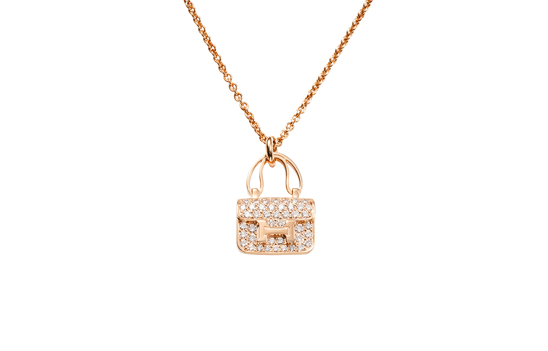 (Women) HERMES Constance Amulet Simple Fashion Rose Gold Diamond Necklace for Women. H121312B-00