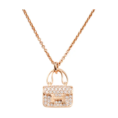 (Women) HERMES Constance Amulet Simple Fashion Rose Gold Diamond Necklace for Women. H121312B-00