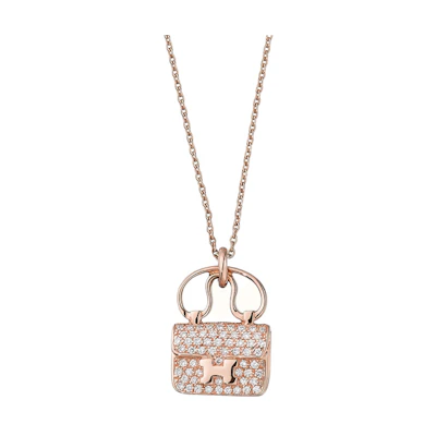 (Women) HERMES Constance Amulette 18K Rose Gold Diamond Necklace for Women H109615B-00